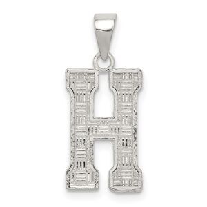Sterling Silver, Sami Collection, Textured Block Initial H Pendant
